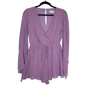 altar'd state purple lavender long bell sleeve chiffon romper